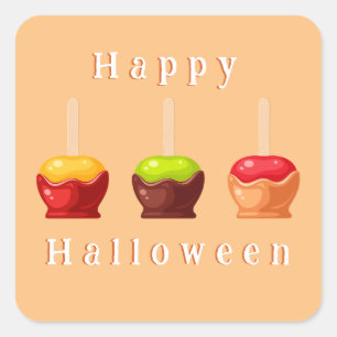 Cute Halloween Candy Apples Kids Party Square Sticker