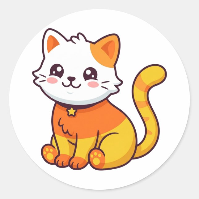 Cute Halloween Candy Corn Cat Autumn Sticker (Front)