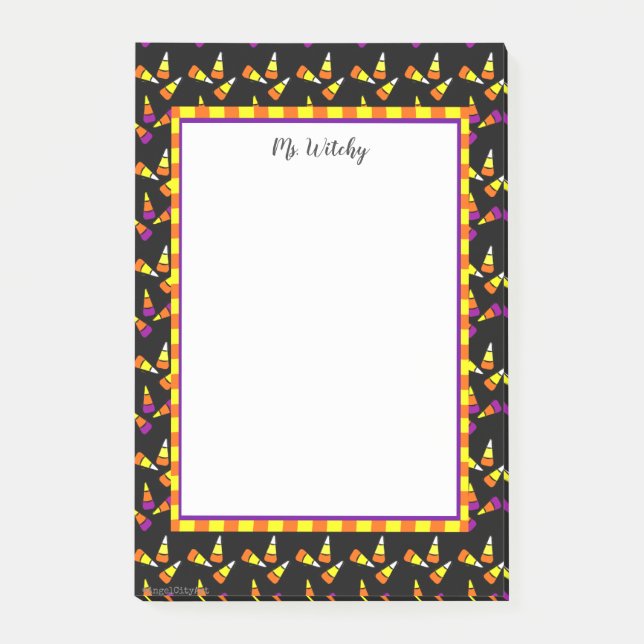 Cute Halloween Candy Corn Custom Stickies Post-it Notes (Front)