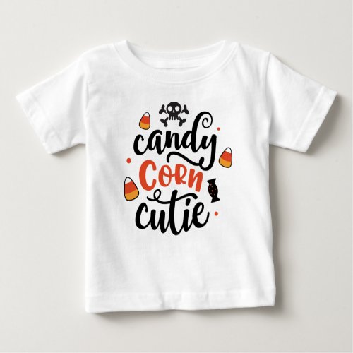 Cute Halloween Candy Corn Cutie Kids Name Baby T_S Baby T_Shirt