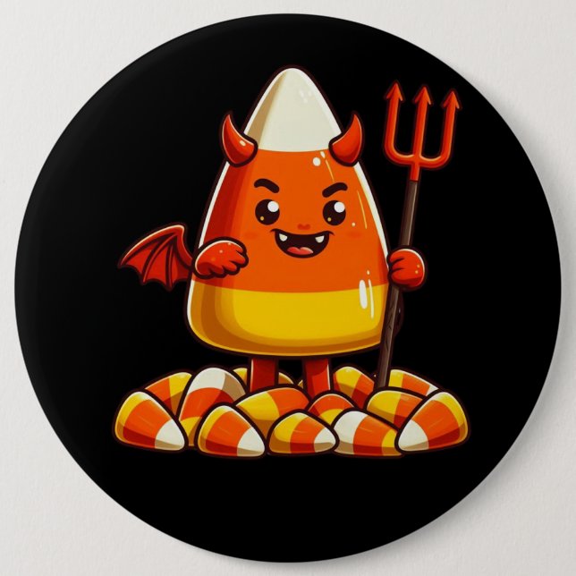 Cute Halloween candy corn monster Button (Front)