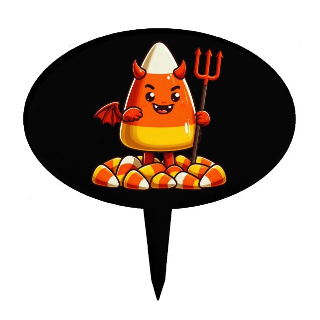 Cute Halloween candy corn monster Cake Topper (Front)