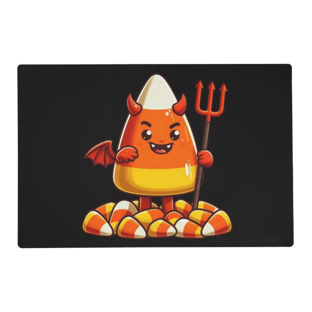 Cute Halloween candy corn monster Placemat (Front)