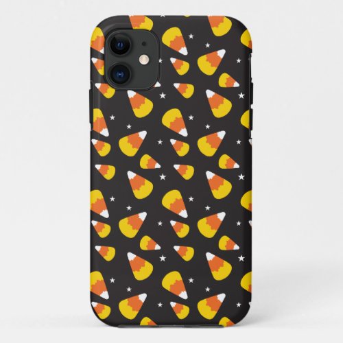Cute Halloween candy corn on black pattern iPhone 11 Case