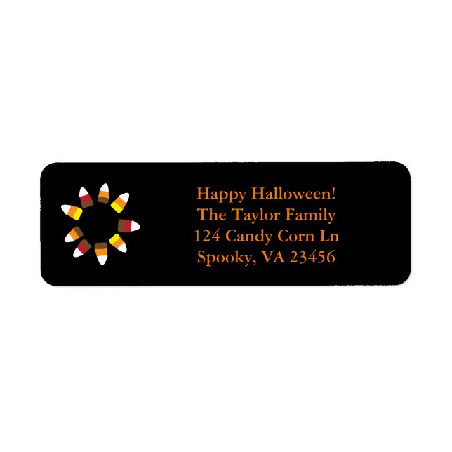 Cute Halloween Candy Corn Orange Black Address Label (Front)