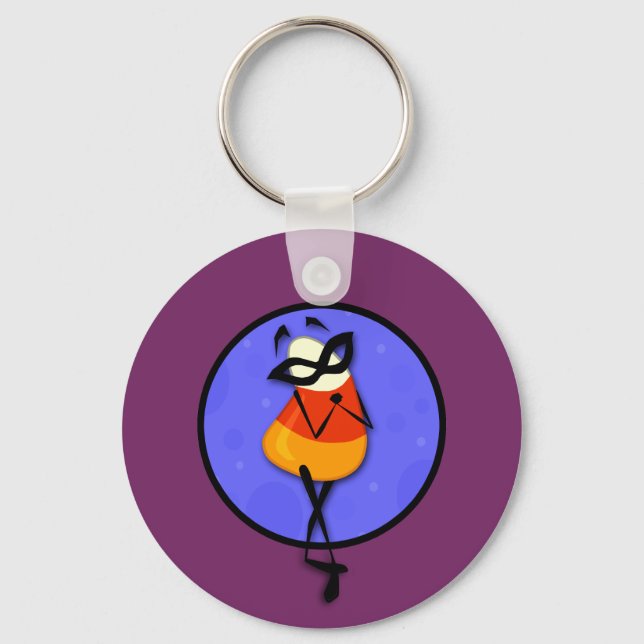 CUTE HALLOWEEN CANDY CORN ROUND BUTTON KEY CHAIN (Front)