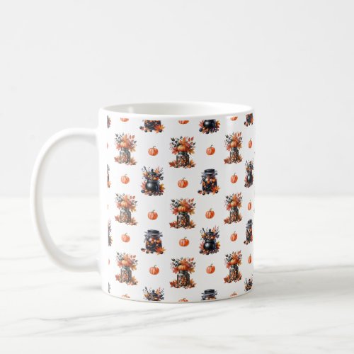 Cute Halloween Candy Jars  Pumpkins Fall Pattern Coffee Mug