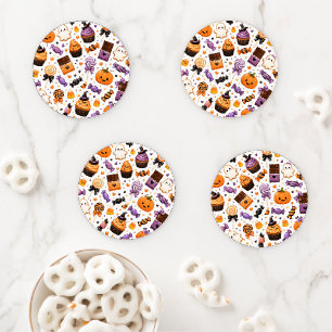 Cute Halloween Candy Pattern Kawaii Pumpkins Coaster Set