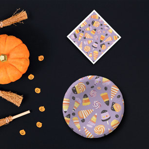 Cute Halloween Candycorn Pattern Paper Plates