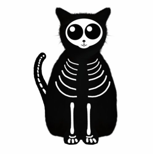 Cute Halloween Cartoon Cat Skeleton Cutout
