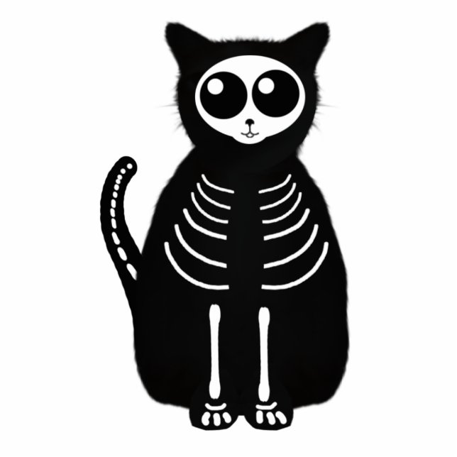 Cute Halloween Cartoon Cat Skeleton Cutout (Front)
