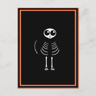 Cute Halloween Cartoon Cat Skeleton Postcard