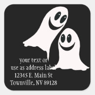 Cute Halloween Cartoon Ghosts Square Sticker