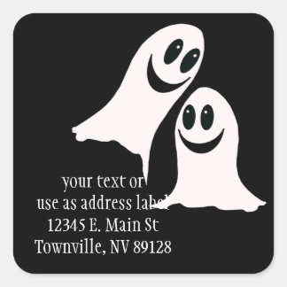 Cute Halloween Cartoon Ghosts Square Sticker