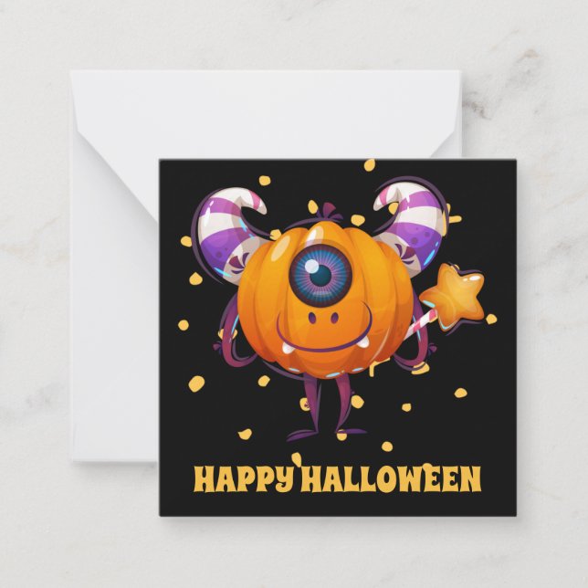 Cute halloween cartoon monster classroom friends note card (Front)
