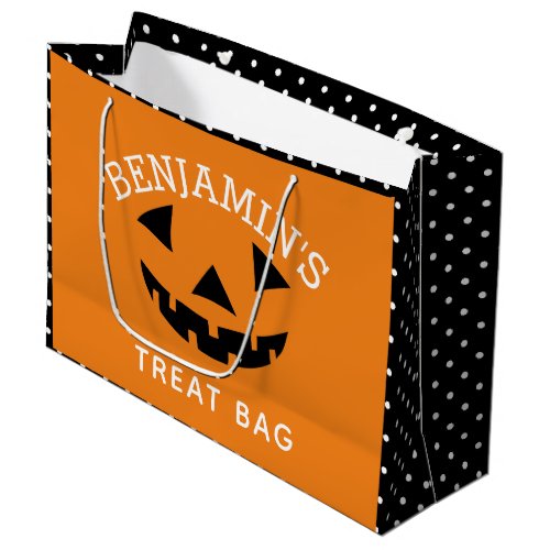 Cute Halloween Cartoon Pumpkin Trick or Treat Large Gift Bag