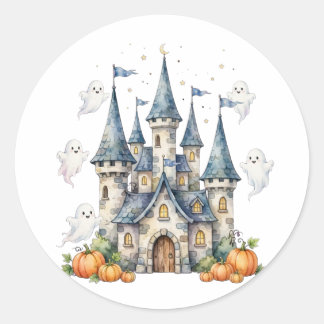 Cute Halloween Castle Ghosts Pumpkin Kids Classic Round Sticker