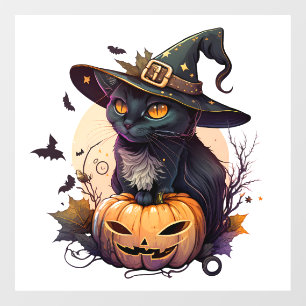 Cute Halloween Cat and Jack-o-lantern Window Cling