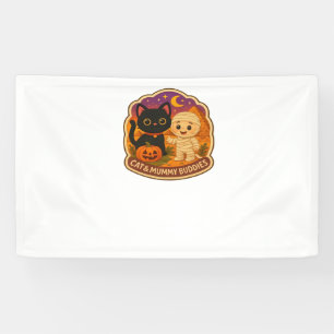 Cute Halloween Cat and Mummy Embroidery Patch Stic Banner