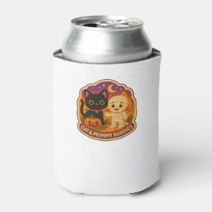 Cute Halloween Cat and Mummy Embroidery Patch Stic Can Cooler
