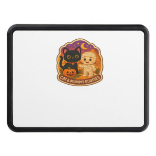 Cute Halloween Cat and Mummy Embroidery Patch Stic Hitch Cover