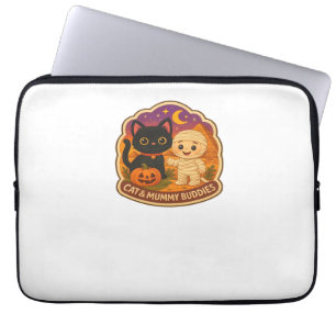 Cute Halloween Cat and Mummy Embroidery Patch Stic Laptop Sleeve