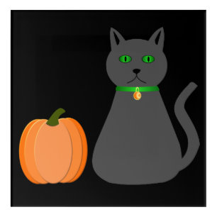 Cute Halloween Cat and Pumpkin Acrylic Print