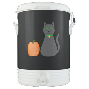 Cute Halloween Cat and Pumpkin Beverage Cooler