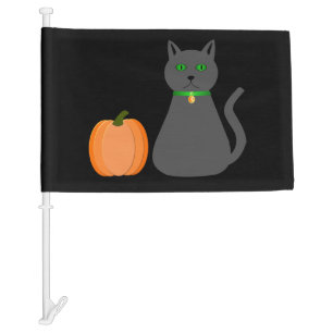 Cute Halloween Cat and Pumpkin Custom Car Flag