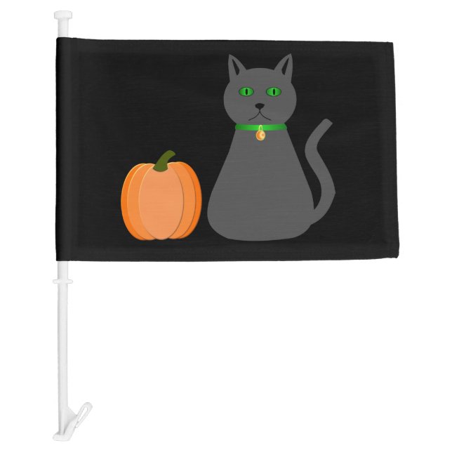 Cute Halloween Cat and Pumpkin Custom Car Flag (Front)