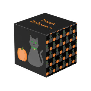 Cute Halloween Cat and Pumpkin Custom Cube