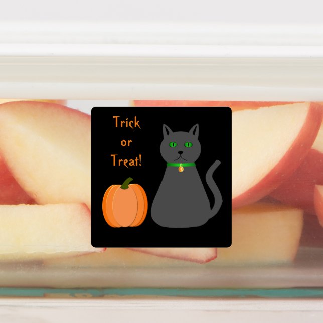 Cute Halloween Cat and Pumpkin Custom Labels (Affixed)