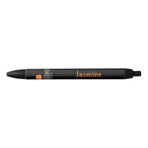 Cute Halloween Cat and Pumpkin Custom Name Pen
