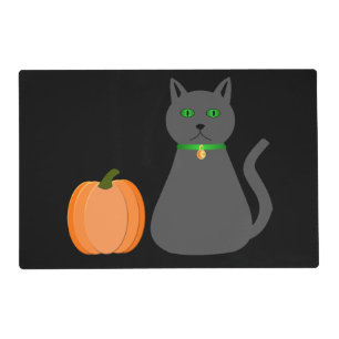 Cute Halloween Cat and Pumpkin Custom Placemat
