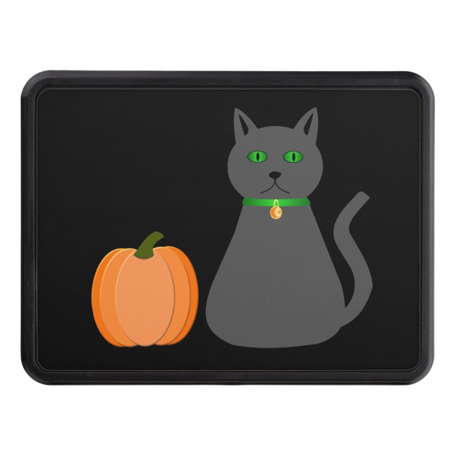 Cute Halloween Cat and Pumpkin Hitch Cover (Front)