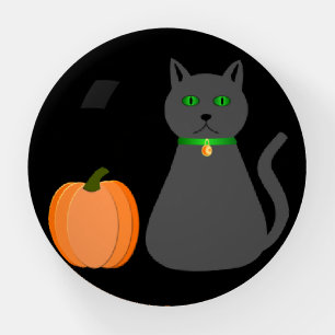 Cute Halloween Cat and Pumpkin Paperweight