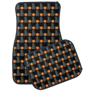 Cute Halloween Cat and Pumpkin Patterned Car Floor Mat