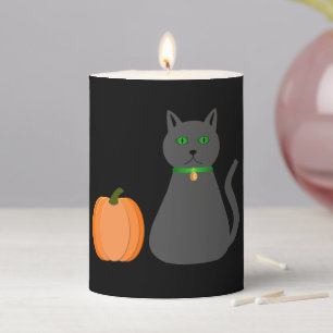 ]Cute Halloween Cat and Pumpkin Pillar Candle