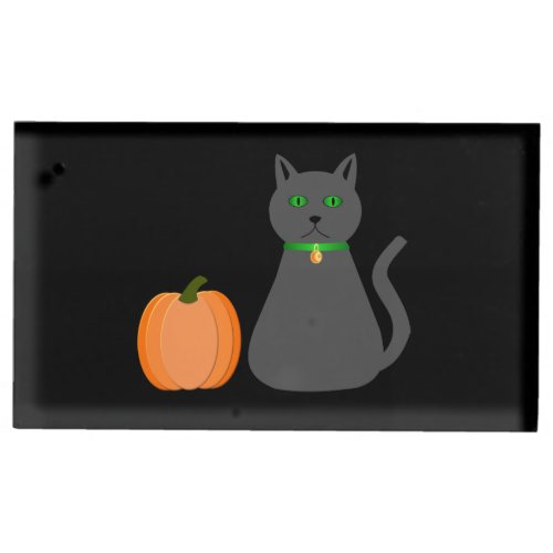 Cute Halloween Cat and Pumpkin Place Card Holder