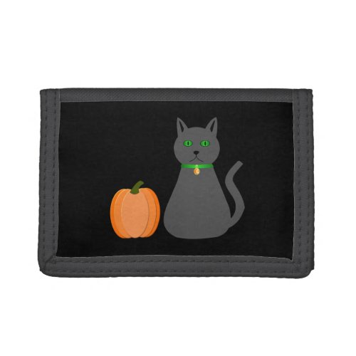 Cute Halloween Cat and Pumpkin Trifold Wallet