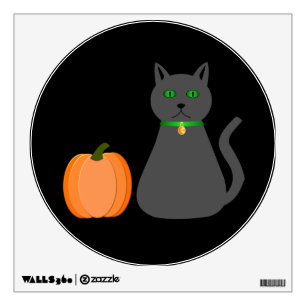 Cute Halloween Cat and Pumpkin Wall Decal