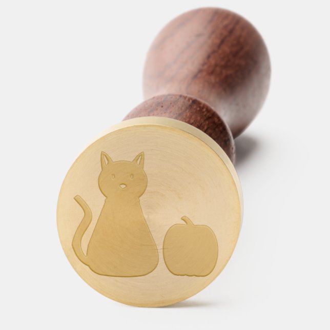 Cute Halloween Cat and Pumpkin Wax Seal Stamp (Front)