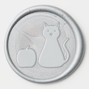 Cute Halloween Cat and Pumpkin Wax Seal Sticker