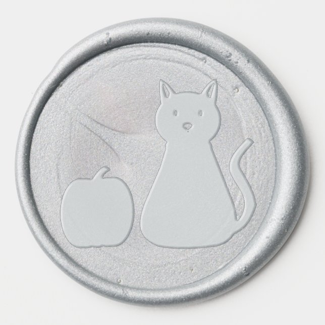 Cute Halloween Cat and Pumpkin Wax Seal Sticker (Front)