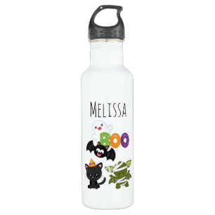 Cute Halloween Cat, Bat & Mummy Boo Stainless Steel Water Bottle