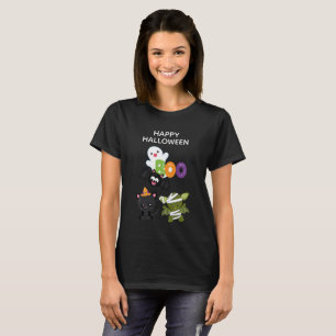 Cute Halloween Cat, Bat & Mummy Boo T-Shirt