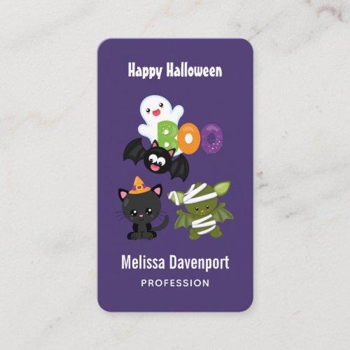 Cute Halloween Cat Bat Mummy  Ghost Business Card