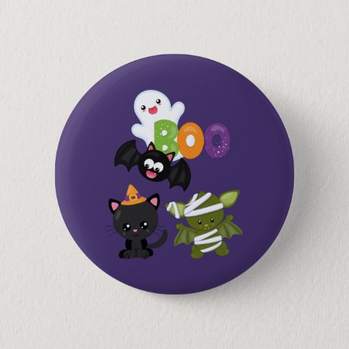 Cute Halloween Cat Bat Mummy  Ghost Button