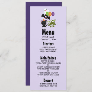 Cute Halloween Cat, Bat, Mummy & Ghost Invitation