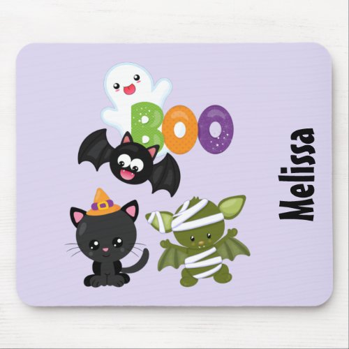 Cute Halloween Cat Bat Mummy  Ghost Mouse Pad